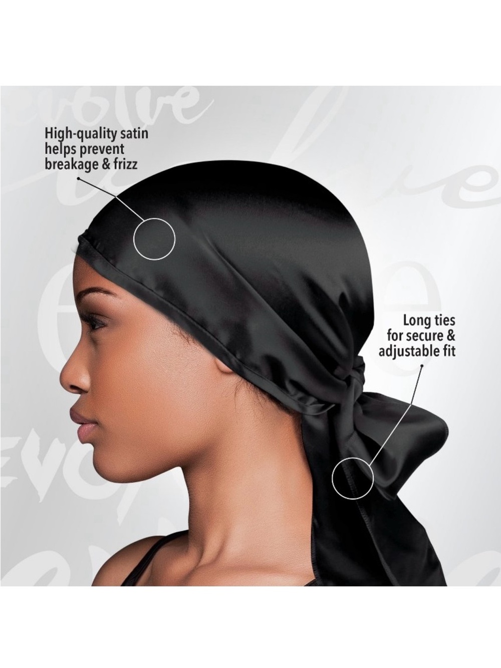 Satin Hair Scarf - Black Du-rag Style